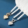 Europe, America, Long Imitation Pearl Peach Heart, Love Pendant, Multi-layer Versatile Necklace, Women, Collarbone Chain.