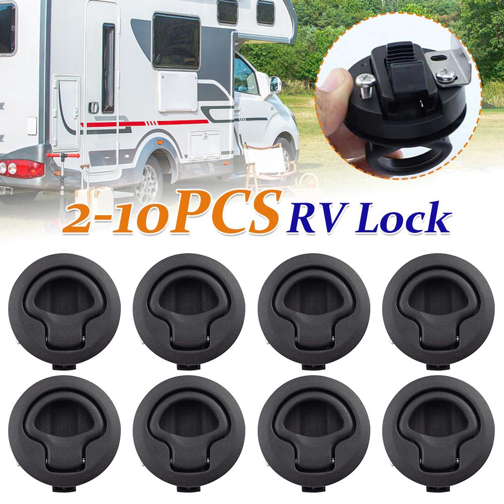 2-10PCS Round Flush Pull Slam Latch Mount Lift Pull Handle For RV Yacht Marine Boat Deck Hatches Cabinet Door Locker Accessories