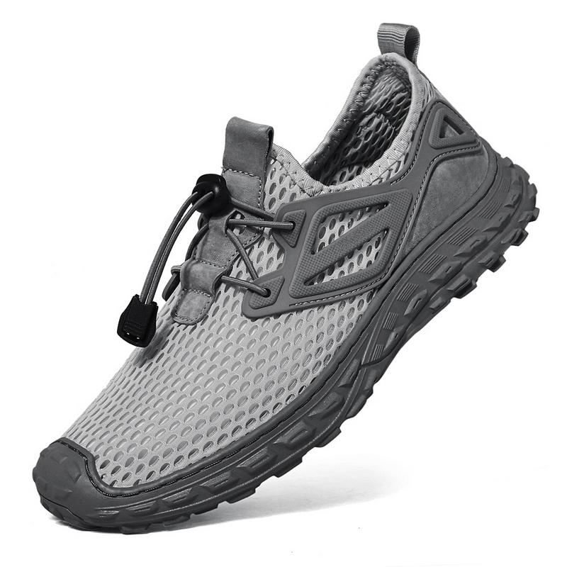 Herren Wanderschuhe Schwarz Grau Autofahrerschuhe Freizeit zum Hineinschlüpfen Sommer Netz Outdoor Wanderschuhe Übergröße 45 46 47