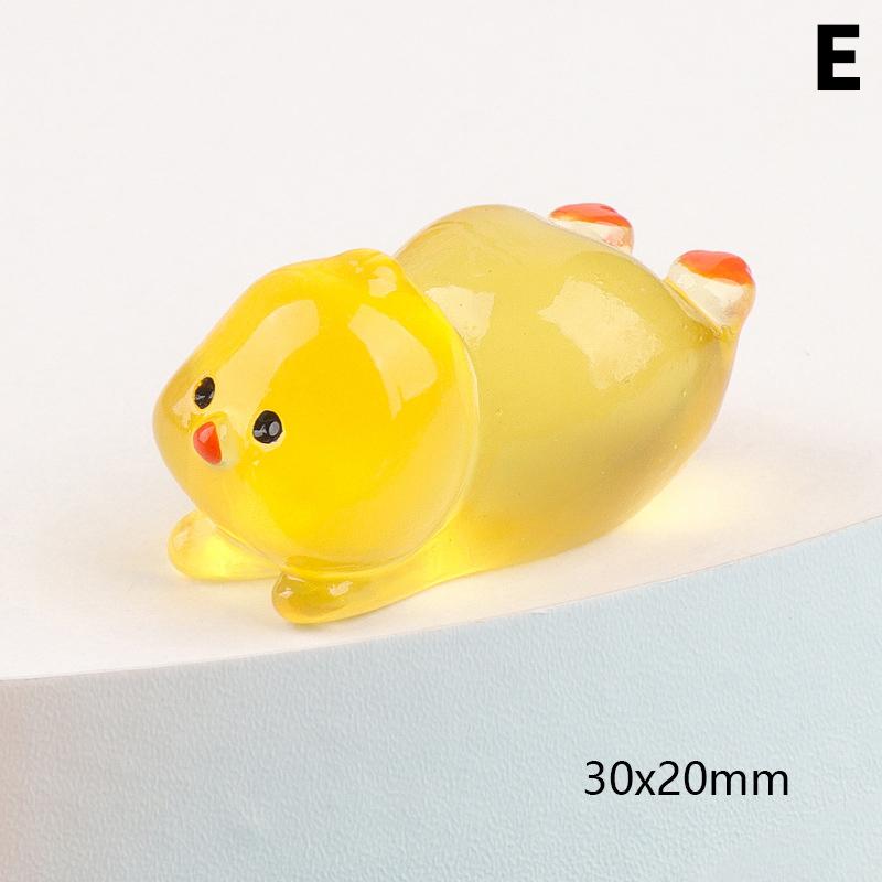 Glow-in-the-Dark Chick Mini Resin Luminous Chicken Ornament Statue Miniature Landscape Garden DIY Decoration