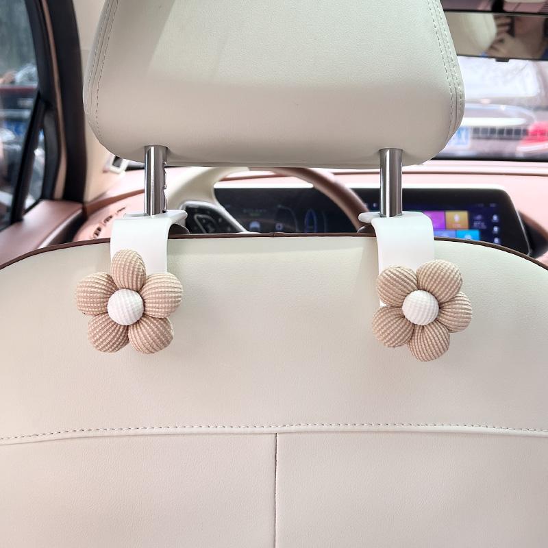 4PCS Creative Car Hooks Temperament Flower Seat Back Storage Car Seat Hooks Seat Back Accessory Hooks Bags Clothes Hooks Clips