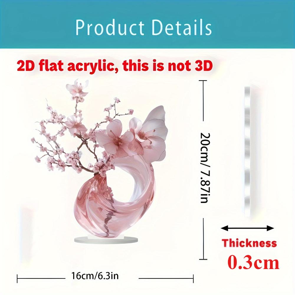 Elegante rosa Kirschblüten, 2D flaches Acryl, Tischdekoration, geeignet für Wohnzimmer, Büro, Geschenke, Weihnachten, Halloween