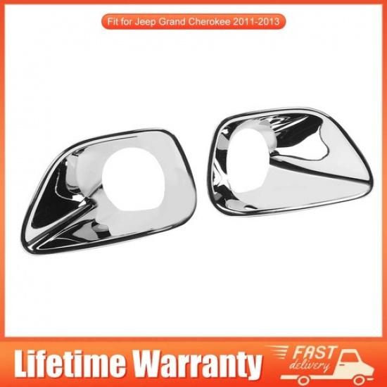 Chrome Left+Right Fog Light Lamp Cover Bezels Trim For 11-13 Jeep Grand Cherokee