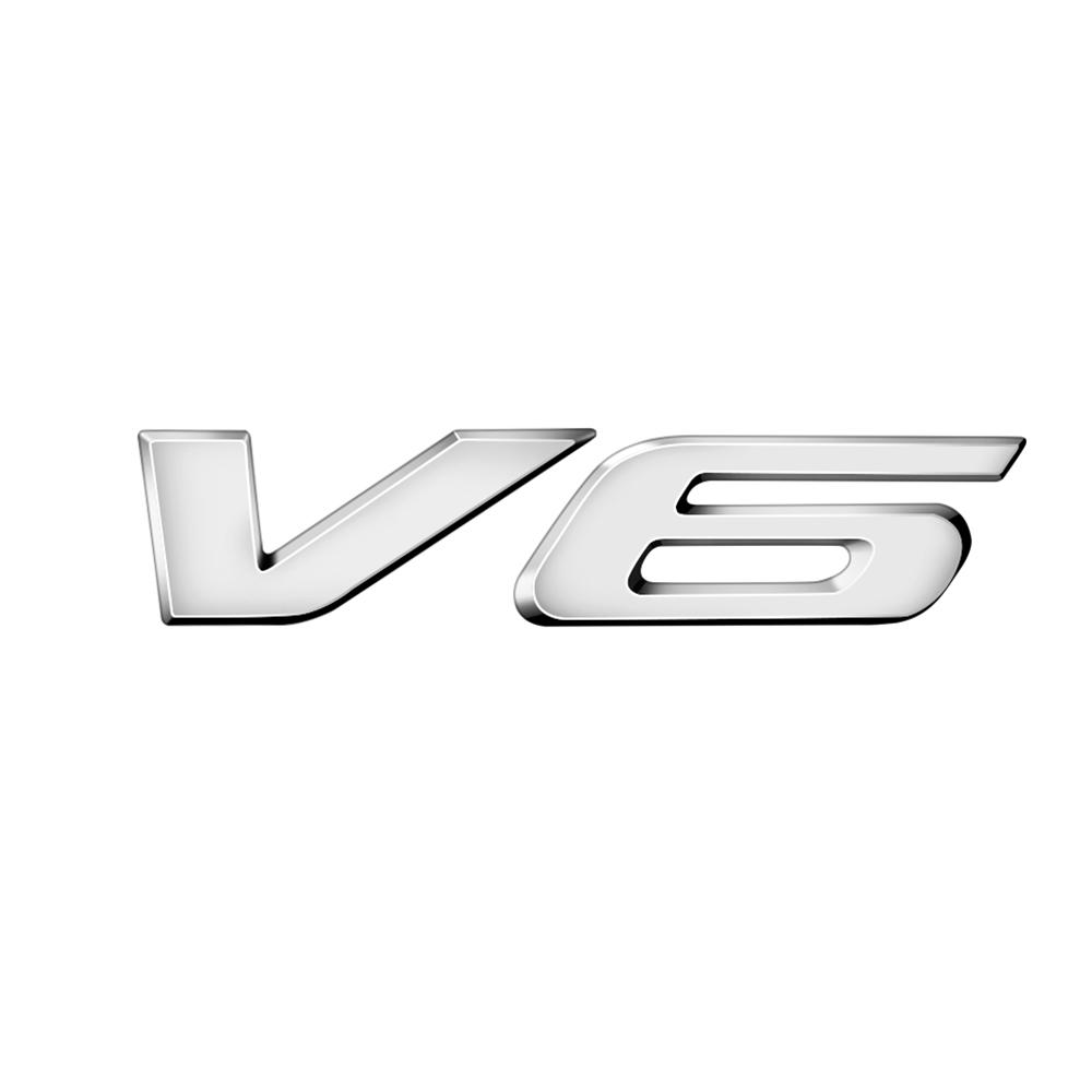 AJI1 3D ABS Chrome Car S V6 Letters Rear Trunk Badge Emblem stickers For Ford Focus Bronco STRACING Fusion Kuga Mondeo Auto Styling