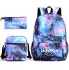Set da 3 pezzi Anime Cartone Animato K-Pop Cacciatori di Demoni Zaino Stampato con Borsa a Tracolla Astuccio per Ragazzo Ragazza Adolescente Zaino Scolastico di Grande Capacità