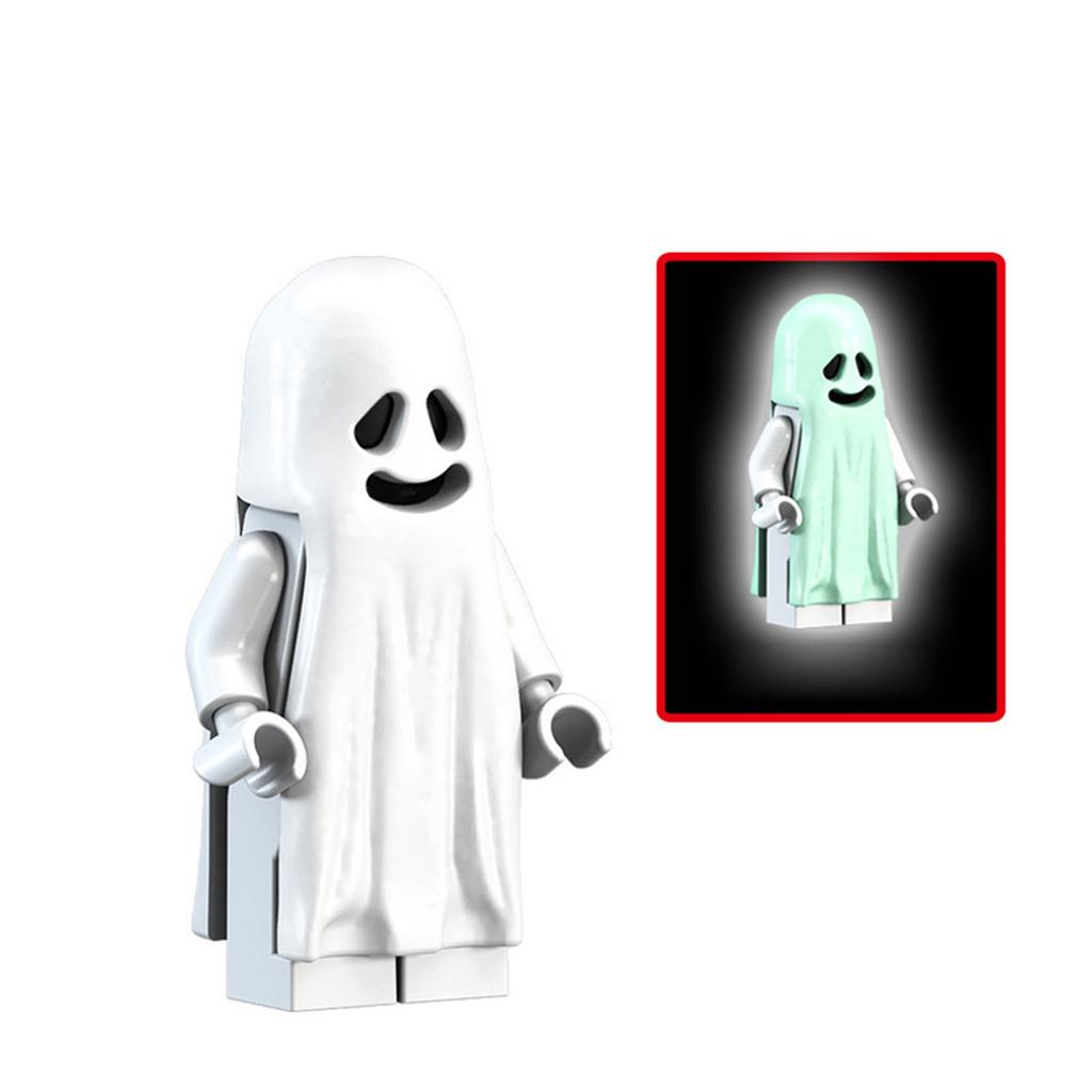 Halloween Cute Cartoon Anime Prank Building Block People, Night Light Made Of Composable Building Block People Toy Halloween Decoration