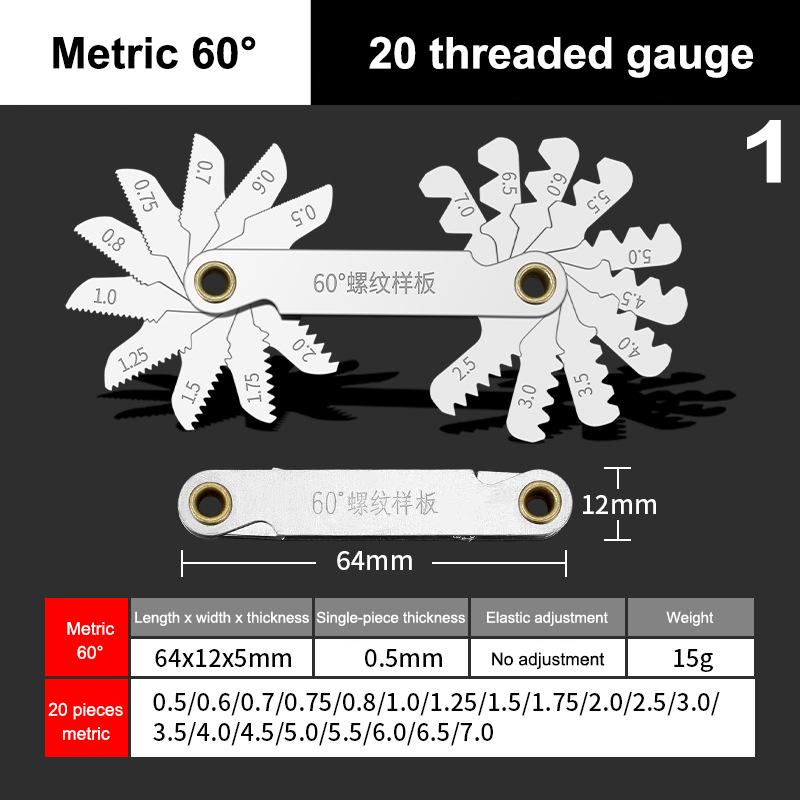 

55/60 градусов резьбовой калибр метрический имперский зубчатый винт калибры шага углеродистая сталь измерительный инструмент метчик измерение резьбы