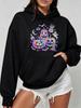 Unisex Fall Autumn Retro Vintage Colorful Pumpkin Bat Moon Star Potion Bottle Graphic Print Hoodie Casual Long Sleeve Pullover Top