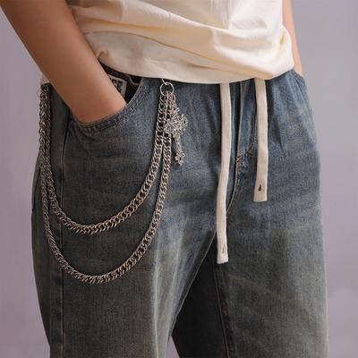 Fashion Punk Metal Pants Chain Hip Hop Waist Chain Cross Pendant Jeans Chain For Men Women Accessories Gifts