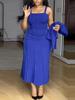 Women's Plus Size Camisole Dress & Jacket Set - Slimming Square Neck, Cinched Waist, Elegant Long Dress for Commuting or Dates