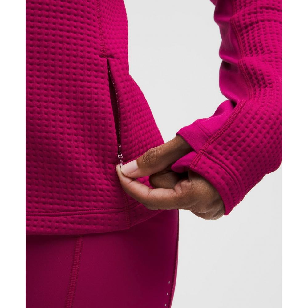 Lululemon Waffle Knit Half Zip Long Sleeve Shirt Berry Rumble