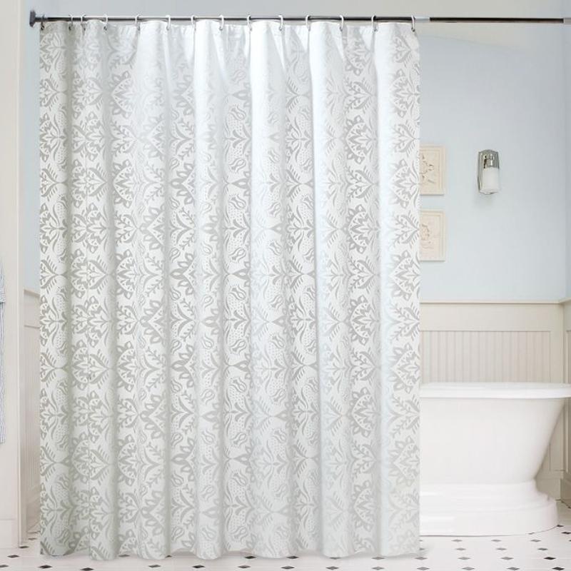Shower Curtain White Floral Printed 200cm Bathroom Shower Curtains Pvea Fabric Luxury Romatic Style Waterproof Bathroom Curtain