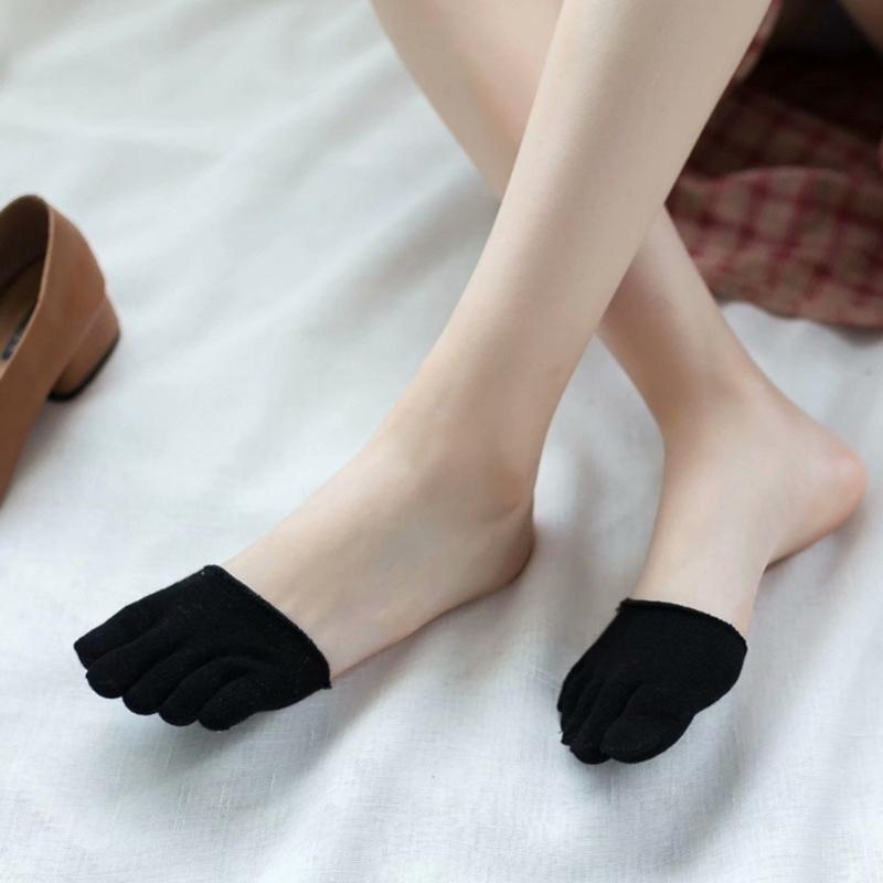 5 Pairs No Show Half Socks Moisture Wicking Nonslip Toe Separator Invisible Forefoot Socks for Women's Dress Shoe Heel