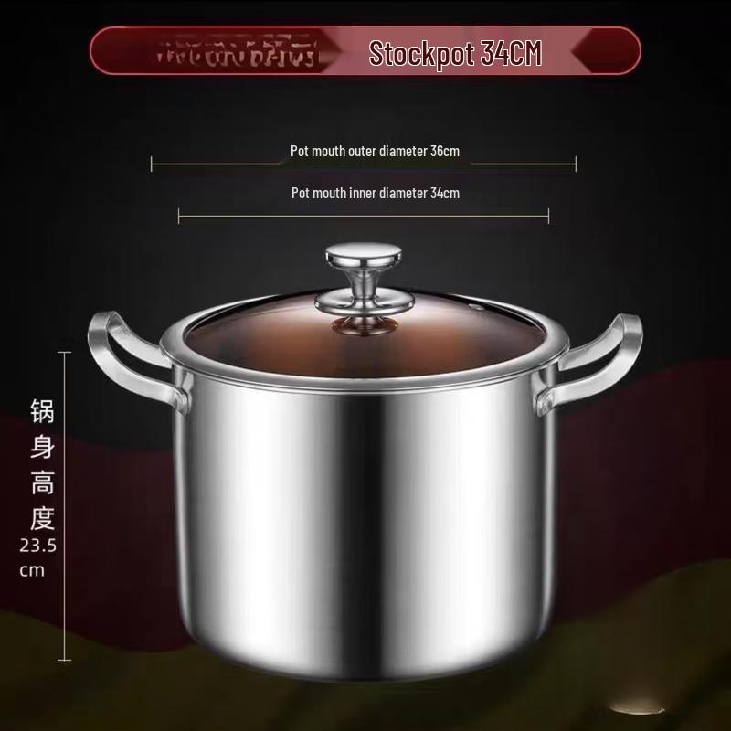 Zhuchuang Jingpin 34cm 316 Stainless Steel Deep Soup Pot