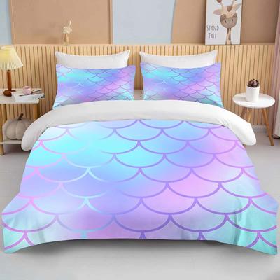 Fantasy Fischschuppen Kunstdruck Bettwäscheset Bettbezug 1 Bettbezug 2 Kissenbezüge Bettwäscheset für Erwachsene und Kinder Luxus Geschenk für Mädchen