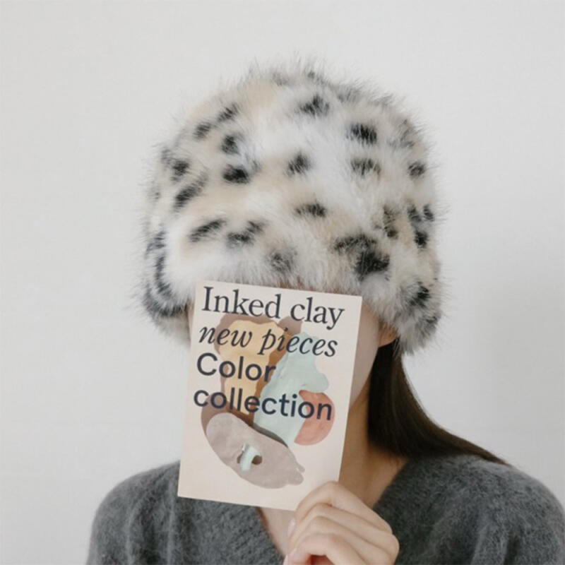 Women s Winter Leopard Fur Hat Eskimo Style black