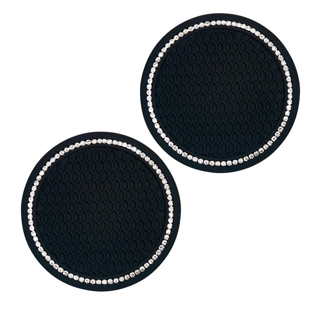 Car Water Cup Pad Holders Non-slip Diamond Rhinestone Rubber Mat for Bottle Holder Coaster Auto Interior Anti-skid Cup Holders