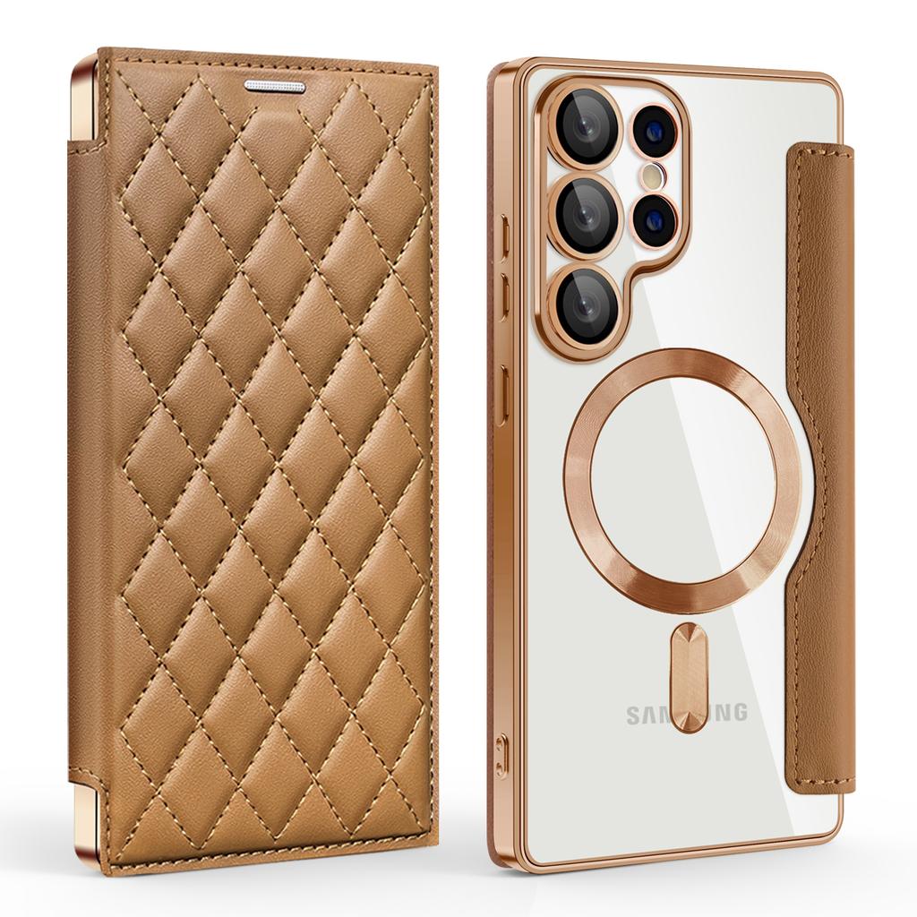 For Samsung Galaxy S22 S23 S24 S25 A16 A15...series.Yadun Small Fragrance Magnetic Leather Case-RFID-Blocking Card Slots & Wireless Charging Supported