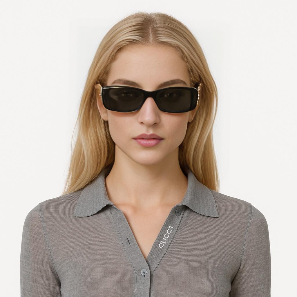 Balenciaga Rectangular Sunglasses Havana/Gold Unisex Eyewear Brown BB0096S-002