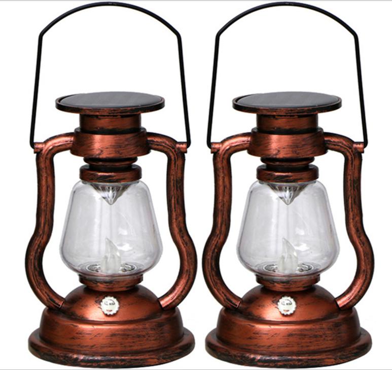Vintage Lantern LED Decorative Solar Light Flickering Flame Hanging Lantern Decoration Retro Rustic Accent Kerosene LED Oil Lamp