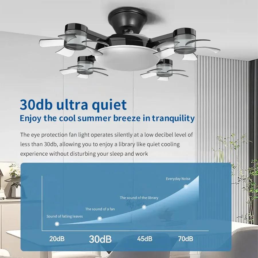 2-in-1 60W Fan Light E27 Drone Design Ceiling Fan Light with Remote Control AC85-265V Fan Lighting Bulb for Home Restaurant