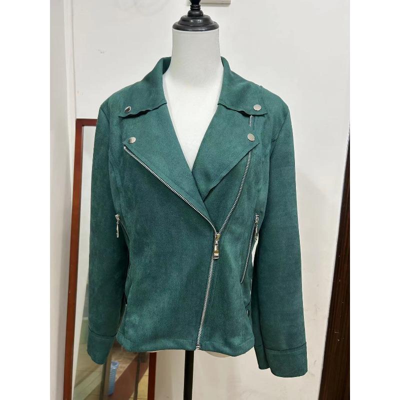 Women's Jacket Spring and Autumn New Slim Fit Lapel Zipper Ladies Coats Tops Fashion Long Sleeve Leather Fleece Warm Short Jackets for Women