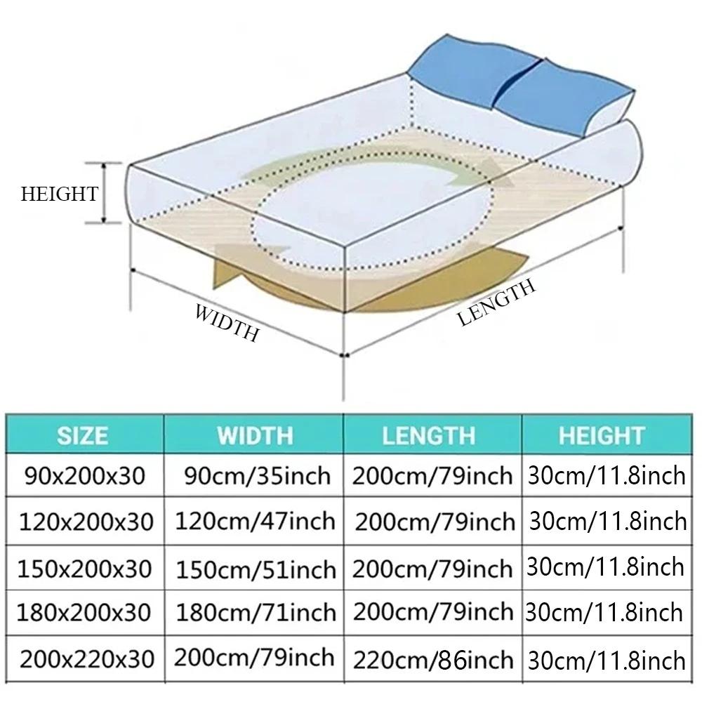 Soild Color Waterproof Fit Sheet with Elastic Band Non Slip Adjustable Mattress Cover for Double King Queen Bed 90/120/150/180/200cm
