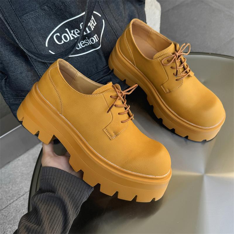 Fashion Stylish Men Wide Toe Tooling Oxfords Shoes 2025Classics Casual Leather Outdoor Work Derby Shoes Lace-up Comfy Thick Bottom Shoes