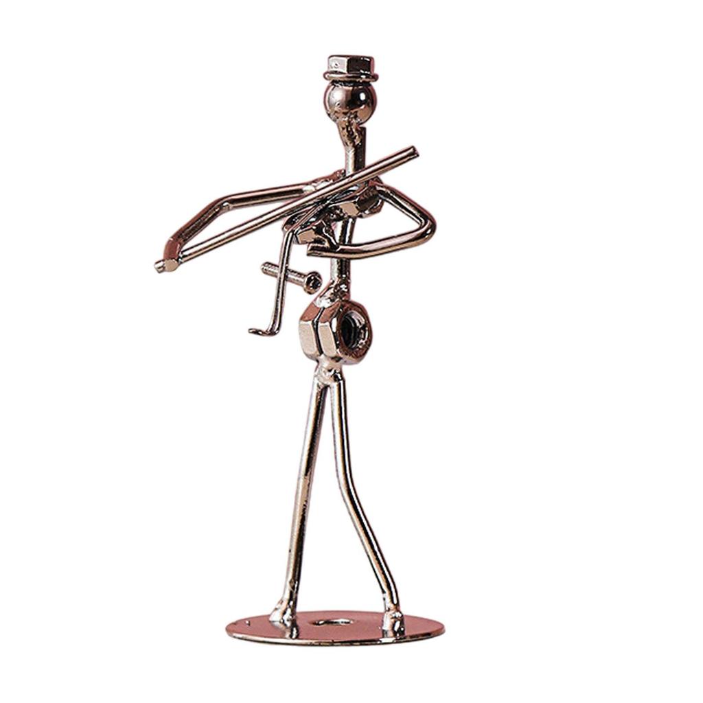 Musical Man Statue, Iron Wires and Screws Statue Home Decor, Musician Tabletop Figurine Desk Decoration for Bookshelf