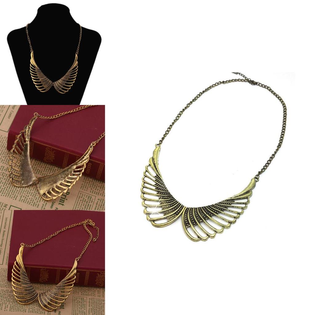 Fashionable Retro Angel Wing Pendant Women Metal Necklace Accessory