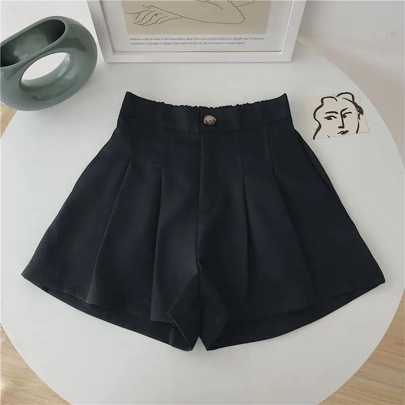 Summer Oversized Pleated Shorts High Waisted A-line Wide Leg Pants Casual Pants