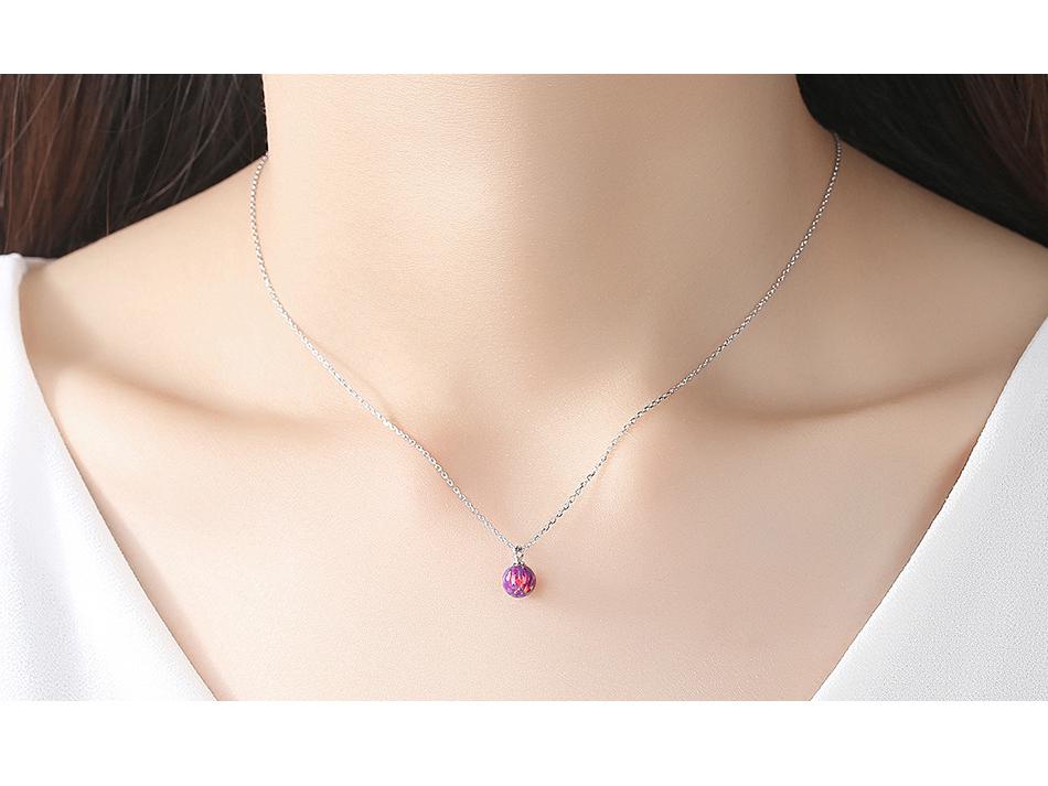 S925 Sterling Silver Korean Style Opal Pendant Necklace for Women