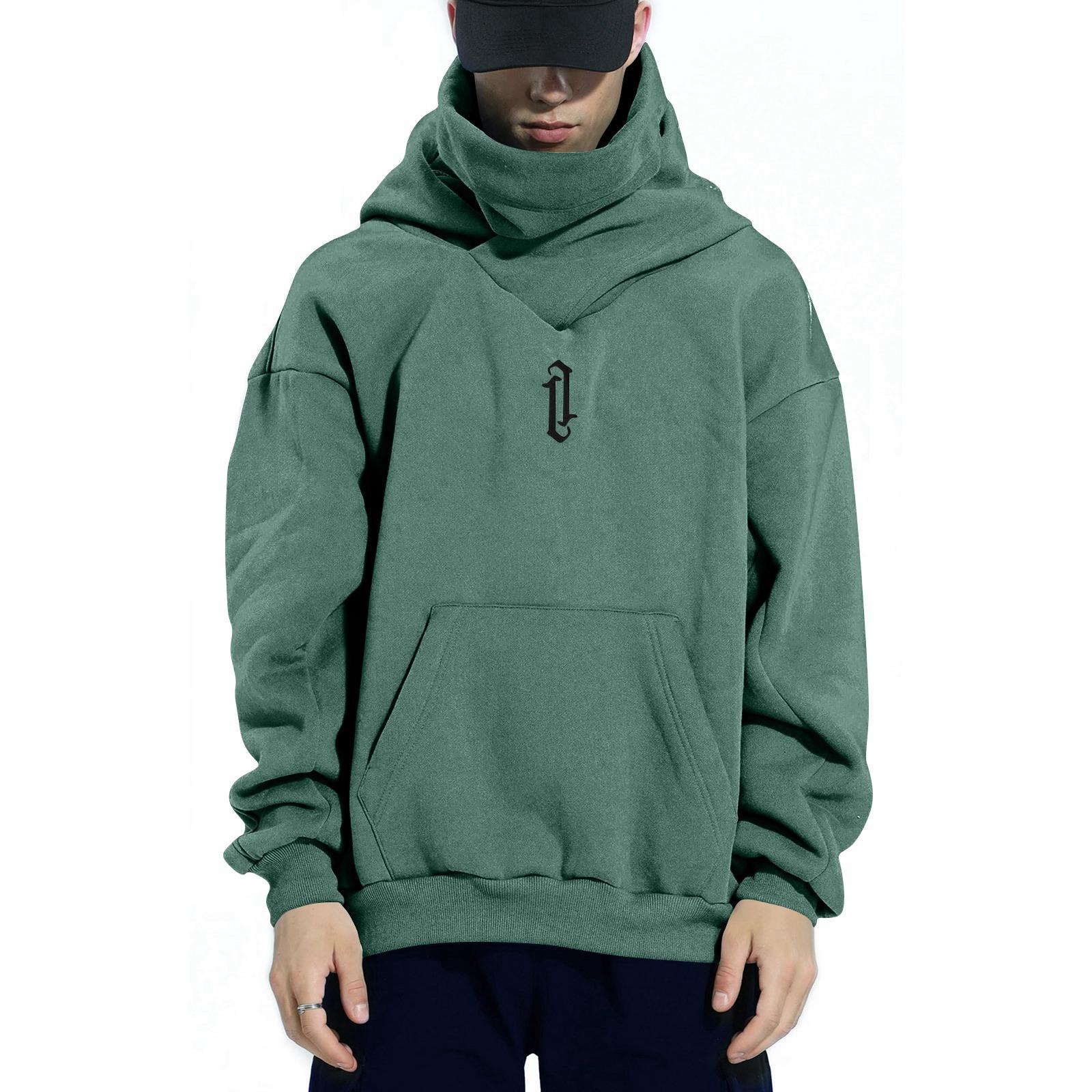

Мужская модная однотонная толстовка с капюшоном и длинными рукавами, с карманами, повседневный взрослый свитшот XXXL зелёный
