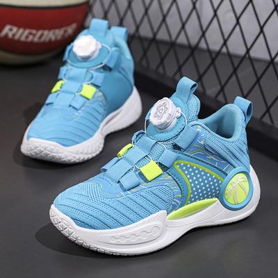 New Children's Shoes Breathable Mesh Blue Ball Shoes Student Sports Shoes Swivel Buckle Large Children's Non-slip Running Shoes