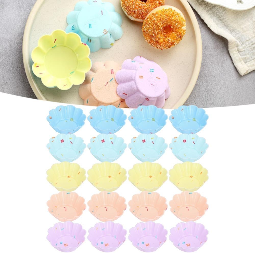 20pcs Non Stick Cake Mold Silicone Baking Cake Molds French Pastry Baking Mold  Cupcake Making Flower