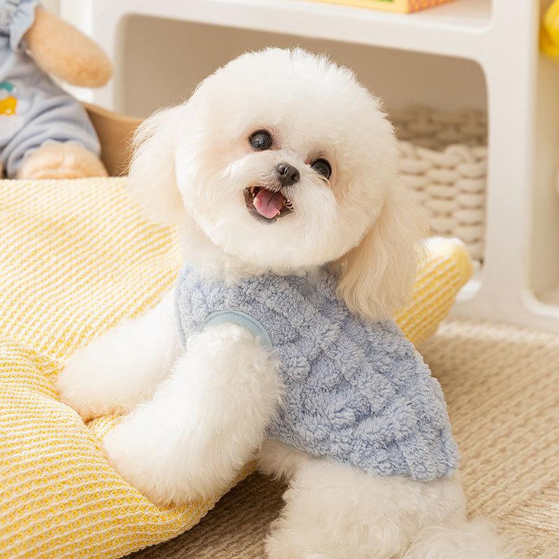 New autumn and winter thin velvet dog clothes simple twist can pull vest teddy than bear warm pet velvet