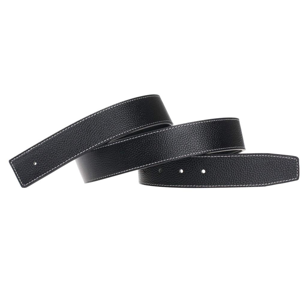 H Full Grain Leather Belt Replacement Belt Strap No Buckle Width 38mm Black [GangTu]