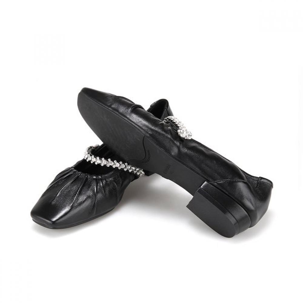 Barbara Leather Shirring Jewel Mary Jane Women S pumpS 2cm Bbj119bk