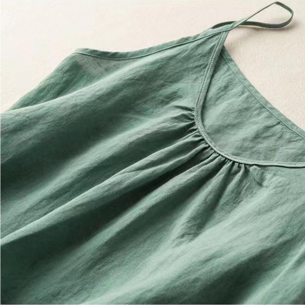 Women's Fashionable Loose Casual Summer Cotton Linen Camisole T-shirt