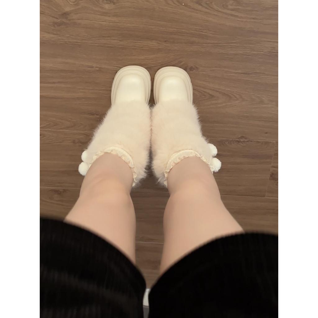 Fleece Thickened White Thick-soled Snow Boots Women's Winter Wear Warm Northeast Cotton Shoes