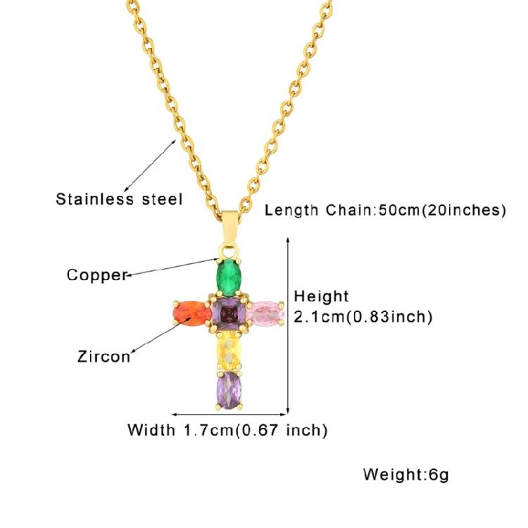 Zircon Pendant Necklace Crystal Cross Necklace for Women Jewelry Accessories