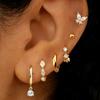 Set di 6 orecchini a cerchio Huggie in Cristallo Lucido per Donna Gioielli Trago Elica Borchie Cartilagine Farfalla Lotto di Piercing Lobe all'Ingrosso