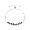 Bracelet - Jusit - Argent 925 - Zircone multicolore - Finition or rose 18K - 3,6g