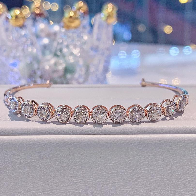 

Высококлассный браслет-манжета с паве из бриллиантов: Модный браслет из стерлингового серебра с золотым покрытием для женщин 925 Silver