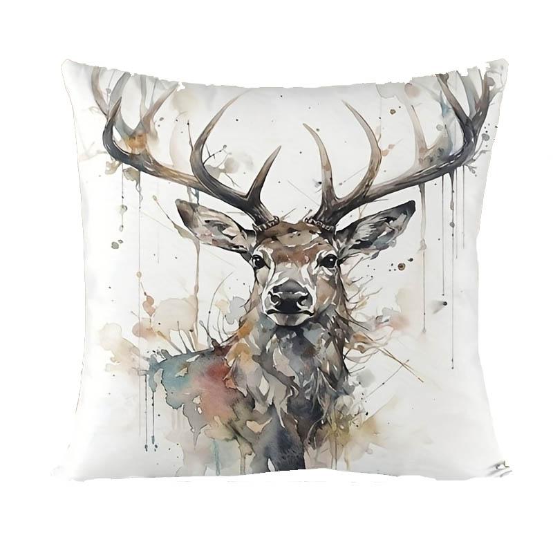 1pc Decorative Throw Pillow Cover Modern European Retro Deer HeadSingle Side Printing Decoration Home Sofa Car Cushion Cover