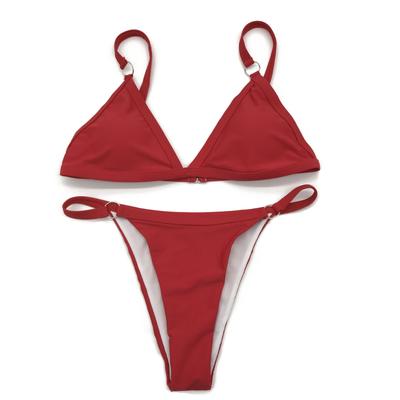 Trepunktsbikini med knytband för kvinnor, sexig erotisk underkläder, genomskinlig baddräkt