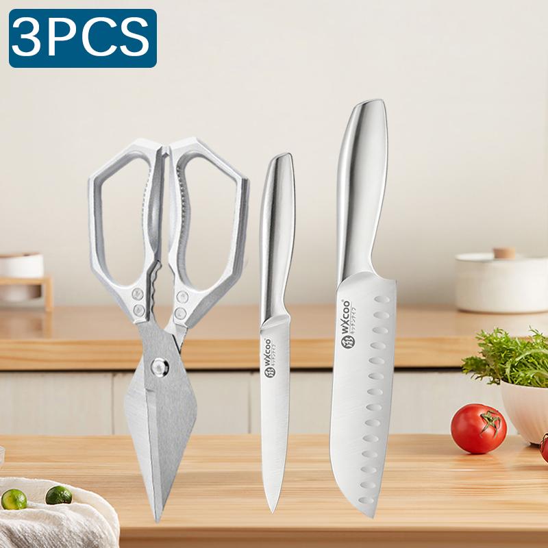 WXCOO Professional Japanese Kitchen Knife Stainless Steel Meat Chopping Knife for Cut Fruit Vegetable Knife with Steel Handle