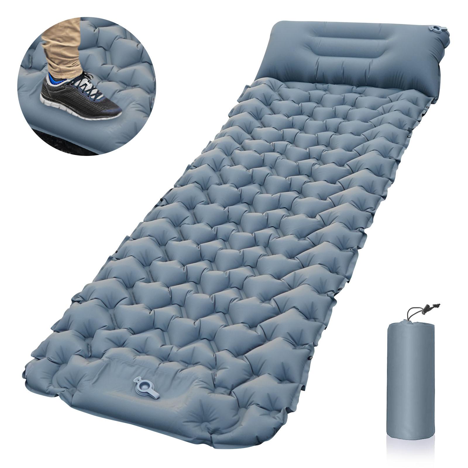 

Outdoor Camping Mat Sleeping Mat with Pillow Convenient Foot Inflatable Cushion Travel Folding Waterproof Comfortable Air