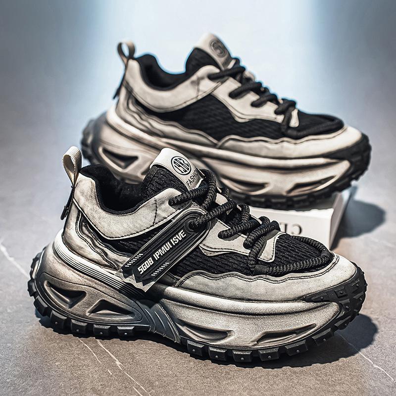 Summer new outdoor travel fly-woven mesh breathable casual shoes thick-soled heightening dad shoes 39