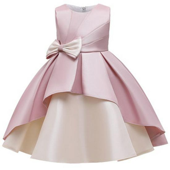 European & American Children's One-Shoulder Piano Performance Evening Dress with Bow